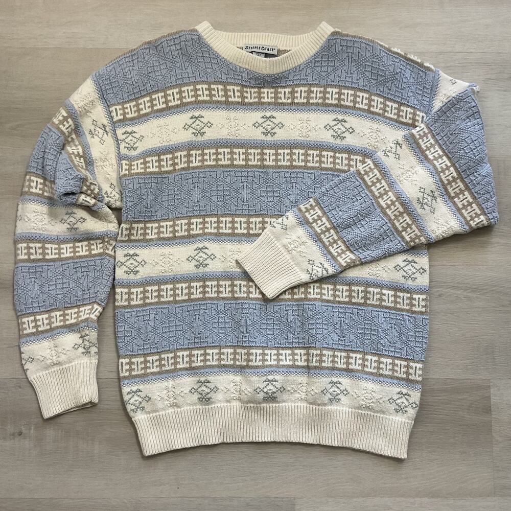 Grandma Core Chunky Knit Cotton Sweater Made USA Medium
